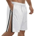thumbnail image 1 of MIXUE Mens Shorts Summer Solid Color Elastic Waist Drawstring Side Zipper Fashion Casual Baggy Beach Streetwear,White,L, 1 of 9