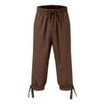 thumbnail image 1 of MIXUE Mens Shorts Summer Solid Color Elastic Waist Drawstring With Pockets Lace Up Sportwear,Brown,XXL, 1 of 2