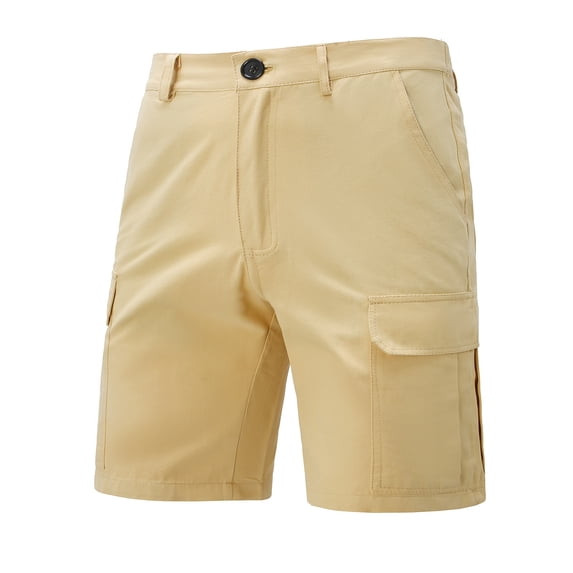 MIXUE Mens Shorts Summer Solid Color Elastic Waist Loose Fit Sports Beach Outdoor Activewear,Brown,M
