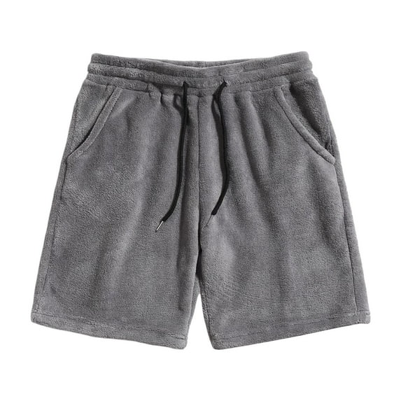 MIXUE Mens Shorts Summer Solid Color Fashion Trend Pleated Straight Leather Mens Workout Shorts Holiday Wear,Gray,S