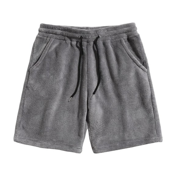 MIXUE Mens Shorts Summer Solid Color Fashion Trend Pleated Straight Leather Mens Workout Shorts Streetwear,Gray,M