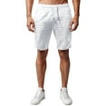 thumbnail image 1 of MIXUE Mens Shorts Summer Solid Color Linen Pockets Trousers Beach Mens Workout Shorts Streetwear,White,XXXL, 1 of 9
