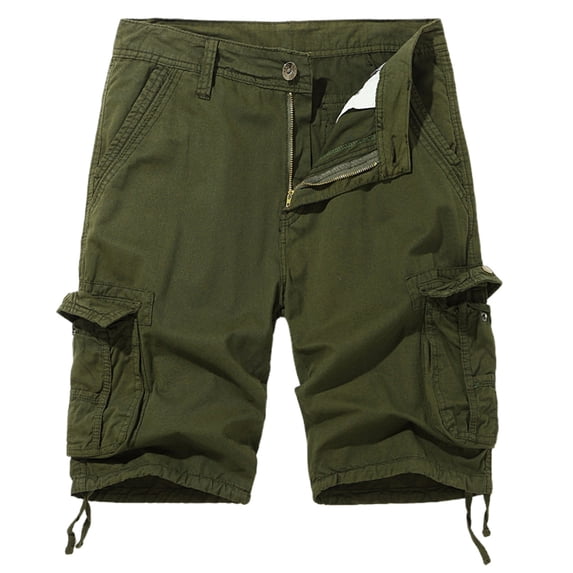 MIXUE Mens Shorts Summer Solid Color Plus Size Cargo Outdoor Sports 5 Pocket Mid Length Hiking Work Mens Workout Shorts Holiday Wear,Green,30