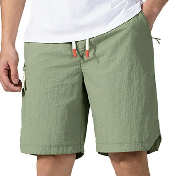 MIXUE Mens Shorts Summer Solid Color Quick Drying Loose Sports Casual Thin Ice Silk Cargo Beach Mens Workout Shorts Activewear,Green,XXXXL