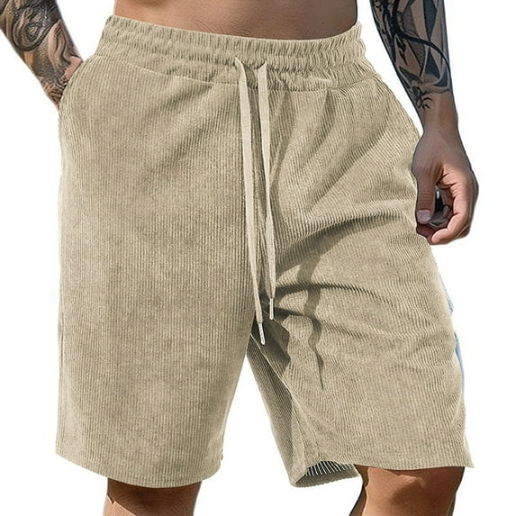 MIXUE Mens Shorts Summer Solid Color Stylish Flannel Casual Comfortable Breathable Mens Workout Shorts Activewear,Beige,XL
