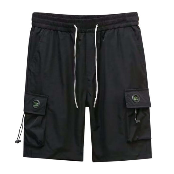 MIXUE Mens Shorts Summer Solid Color Workwear Cargo Mens Workout Shorts Sportwear,Black,XXXXL
