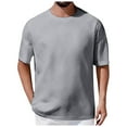thumbnail image 1 of MIXUE Mens T-Shirts Solid Color Round Neck Short Sleeve Jacquard Soft Comfortable Breathable Casual Loose Trendy Business Sports Pullover Tops Tshirts Holiday Wear,Gray,XXXL, 1 of 6