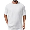 thumbnail image 1 of MIXUE Mens T-Shirts Solid Color Round Neck Short Sleeve Jacquard Soft Comfortable Breathable Casual Loose Trendy Business Sports Pullover Tops Tshirts Holiday Wear,White,XXXL, 1 of 9