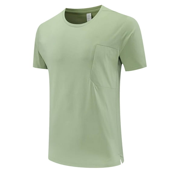 MIXUE Mens T-Shirts Solid Color Round Neck Short Sleeve Outdoor Quick Drying Running Fitness Summer Sports Comfortable Pullover Tops T Shirts Daily-Wear,Green,XXXL