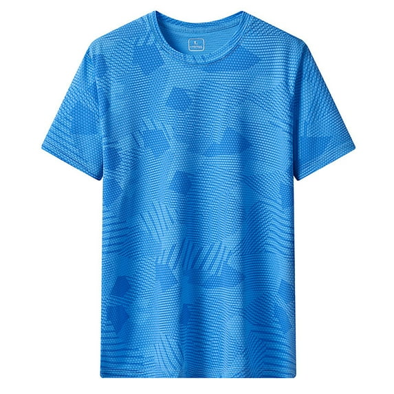 MIXUE Mens T-Shirts Solid Color Round Neck Short Sleeve Thin Ice Silk Quick Drying Sports Inside Casual Pullover Tops T Shirts Activewear,Blue,XXXXXL