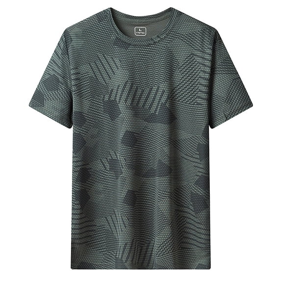 MIXUE Mens T-Shirts Solid Color Round Neck Short Sleeve Thin Ice Silk Quick Drying Sports Inside Casual Pullover Tops T Shirts Activewear,Green,XXXL