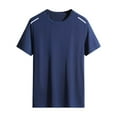 thumbnail image 1 of MIXUE Mens T-Shirts Summer Ice Silk Solid Color Round Neck Short Sleeve Elastic Loose Quick Drying Sports Pullover Tops Tee Shirts Streetwear,Blue,XXXXL, 1 of 2
