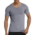 thumbnail image 1 of MIXUE Mens T-Shirts Summer Silk Solid Color Round Neck Short Sleeve Seamless Pullover Tops T Shirts Activewear,Gray,M, 1 of 4