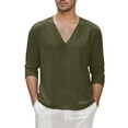 thumbnail image 1 of MIXUE Mens T-Shirts Summer Solid Color V Neck Long Sleeve Casual Beach Pullover Tops T Shirts Activewear,Green,XXXL, 1 of 4