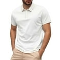 thumbnail image 1 of MIXUE Polo Shirts For Men Summer Line Solid Color Lapel Button Down Short Sleeve Fashion Casual Comfortable Breathable Tee Shirts Activewear,White,M, 1 of 4