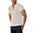 thumbnail image 1 of MIXUE Polo Shirts For Men Summer Mesh Hollow Out Solid Color Lapel Button Down Short Sleeve Loose Casual Sportswear,White,M, 1 of 8