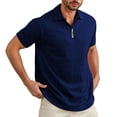 thumbnail image 1 of MIXUE Polo Shirts For Men Summer Mesh Solid Color Lapel Zipper Short Sleeve Slim Fit Casual Streetwear,Blue,S, 1 of 4