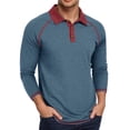 thumbnail image 1 of MIXUE Polo Shirts For Men Summer Solid Color Lapel Button Down Long Sleeve Casual Comfortable Breathable Holiday Wear,Blue,XXL, 1 of 7