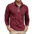 thumbnail image 1 of MIXUE Polo Shirts For Men Summer Solid Color Lapel Button Down Long Sleeve Slim Fit Casual Comfortable Breathable Activewear,Red,XXXL, 1 of 7