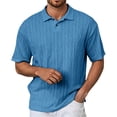 thumbnail image 1 of MIXUE Polo Shirts For Men Summer Solid Color Lapel Button Down Short Sleeve Slim Fit Casual Activewear,Blue,L, 1 of 5