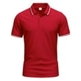 thumbnail image 1 of MIXUE Polo Shirts For Men Summer Solid Color Lapel Button Down Short Sleeve Slim Tee Shirts Outwear,Red,XXXL, 1 of 9