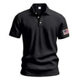 thumbnail image 1 of MIXUE Polo Shirts For Men Summer Fourth Of July Independence Day Flag Embroidered Solid Color Lapel Button Down Short Sleeve Slim Casual Daily-Wear,Black,M, 1 of 9