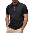 thumbnail image 1 of MIXUE Polo Shirts For Men Summer Line Solid Color Lapel Button Down Short Sleeve Fashion Casual Comfortable Breathable Tee Shirts Activewear,Black,XXL, 1 of 4