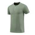 thumbnail image 1 of MIXUE Shirts For Men Summer Ice Slik Solid Color Round Neck Short Sleeve Sports Casual Breathable Pullover Tops Tee Shirts Holiday Wear,Green,L, 1 of 5