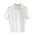 thumbnail image 1 of MIXUE Shirts For Men Summer Knitted Solid Color Lapel Short Sleeve Loose Pullover Tops Tee Shirts Daily-Wear,White,XXL, 1 of 7