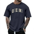 thumbnail image 1 of MIXUE Shirts For Men Summer Letter Print Round Neck Short Sleeve Casual Fit Pullover Tops T Shirts Daily-Wear,Blue,XL, 1 of 5