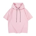 thumbnail image 1 of MIXUE Shirts For Men Summer Solid Color Hooded Short Sleeve Loose Fit Casual Breathable Pullover Tops T-shirts Streetwear,Pink,XXL, 1 of 5