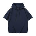 thumbnail image 1 of MIXUE Shirts For Men Summer Solid Color Hooded Short Sleeve Loose Fit Casual Breathable Pullover Tops Tshirts Outwear,Blue,XL, 1 of 3