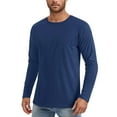 thumbnail image 1 of MIXUE Shirts For Men Summer Solid Color Round Neck Long Sleeve Casual Basic Pullover Tops T Shirts Daily-Wear,Blue,S, 1 of 3