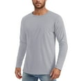 thumbnail image 1 of MIXUE Shirts For Men Summer Solid Color Round Neck Long Sleeve Casual Basic Pullover Tops T-shirts Streetwear,Gray,XL, 1 of 3