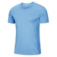 thumbnail image 1 of MIXUE Shirts For Men Summer Solid Color Round Neck Short Sleeve Casual Pullover Tops T-shirts Activewear,Blue,M, 1 of 2