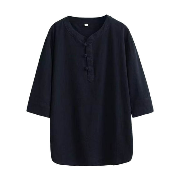 MIXUE Shirts For Men Summer Solid Color Round Neck Short Sleeve Casual Pullover Tops Tee Shirts Holiday Wear,Black,M