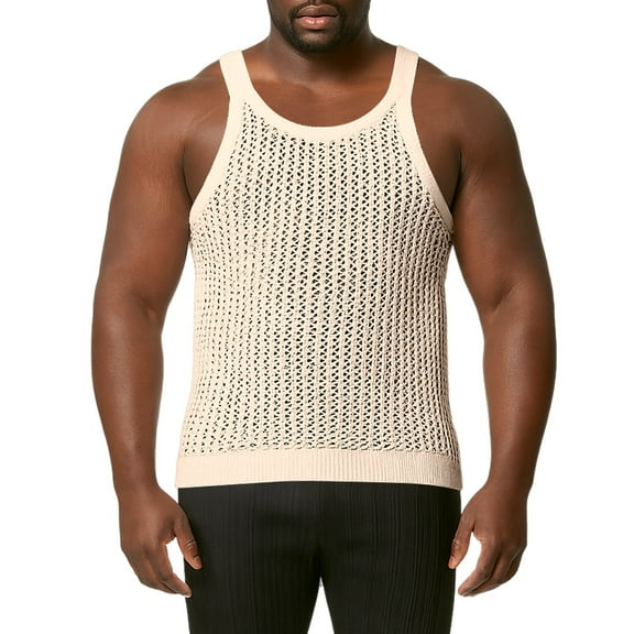 MIXUE Shirts For Men Summer Solid Color Round Neck Sleeveless Casual Gym Workout Tank Tops Pullover Tops Tee Shirts Holiday Wear,Brown,XXL