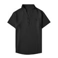 thumbnail image 1 of MIXUE Shirts For Men Summer Solid Color V Neck Short Sleeve Casual Pullover Tops Tee Shirts Sportswear,Black,XXL, 1 of 4