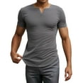 thumbnail image 1 of MIXUE Shirts For Men Summer Solid Color V Neck Short Sleeve Slim Fit Casual Pullover Tops Tshirts Activewear,Gray,XXL, 1 of 6
