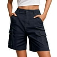 thumbnail image 1 of MIXUE Shorts For Women Summer Cargo Solid Color Button High Waist With Pockets Casual Shorts Streetwear,Blue,XXXXL, 1 of 5