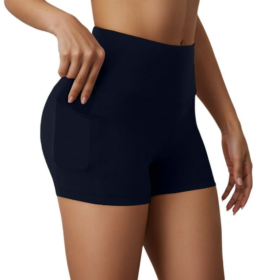 MIXUE Shorts For Women Summer Mesh Solid Color Elastic High Waist Slim Fit Seamless Fitness Gym Sports Workout Yoga Shorts Streetwear,Blue,L