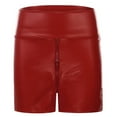 thumbnail image 1 of MIXUE Shorts For Women Summer Pc Leather Solid Color High Waist Zipper Fashion Nightclub Shorts Daily-Wear,Red,XS, 1 of 5