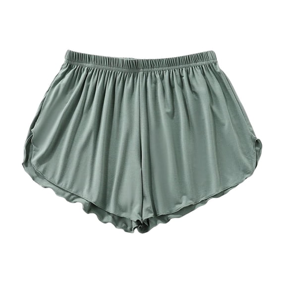 MIXUE Shorts For Women Summer Solid Color Bottoms Pyjama Bottoms Womens Shorts Holiday Wear,Green,L