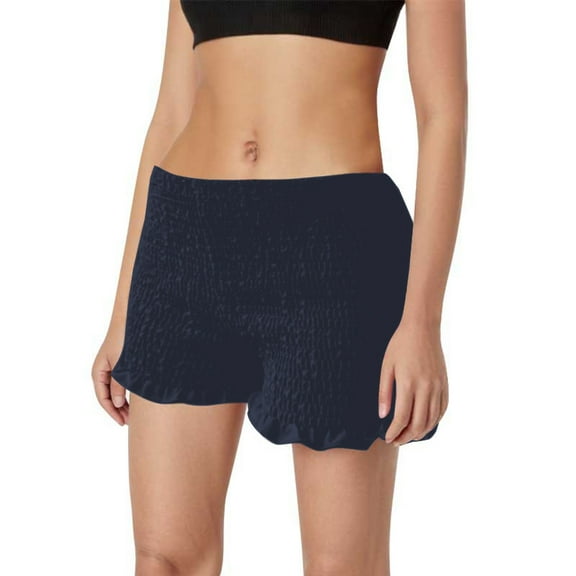 MIXUE Shorts For Women Summer Solid Color Elastic Ruffle Sexy Casual Comfortable Shorts Streetwear,Blue,L