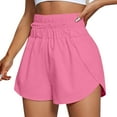 thumbnail image 1 of MIXUE Shorts For Women Summer Solid Color Running Workout Elastic Waist Athletic Yoga Sports Womens Shorts Streetwear,Pink,L, 1 of 5