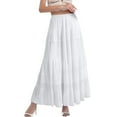 thumbnail image 1 of MIXUE Skirts For Women Summer Chiffon Solid Color Elastic High Waist A Line Pleated Boho Maxi Skirt Holiday Wear,White,L, 1 of 4