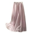 thumbnail image 1 of MIXUE Skirts For Women Summer Chiffon Solid Color High Waist Pleated Casual Midi Lightweight Flowing Fashion Maxi Skirt Daily-Wear,Pink,S, 1 of 3