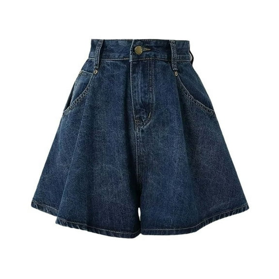 MIXUE Skirts For Women Summer Denim Solid Color Elastic High Waist Casual Mini Skirt Outwear,Blue,L
