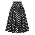 thumbnail image 1 of MIXUE Skirts For Women Summer Dots Print Pleated Elastic High Waist Fashion Casual Retro Maxi Skirt Beachwear,Black,XL, 1 of 2