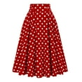 thumbnail image 1 of MIXUE Skirts For Women Summer Dots Print Pleated Elastic High Waist Fashion Casual Retro Maxi Skirt Streetwear,Red,S, 1 of 2